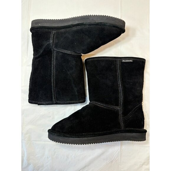 BEARPAW BLACK SUEDE SHEEPSKIN/WOOL LINED BOOTS - Picture 6 of 12